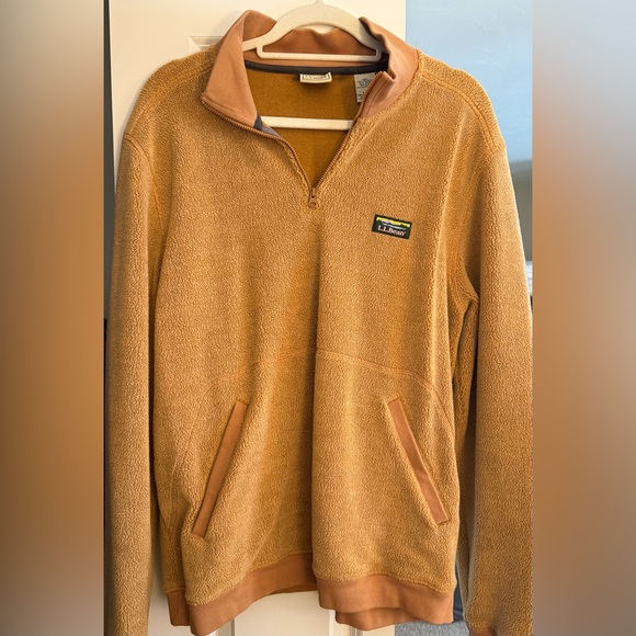 LLBean gold quarter zip fleece - men’s large - Picture 1 of 2